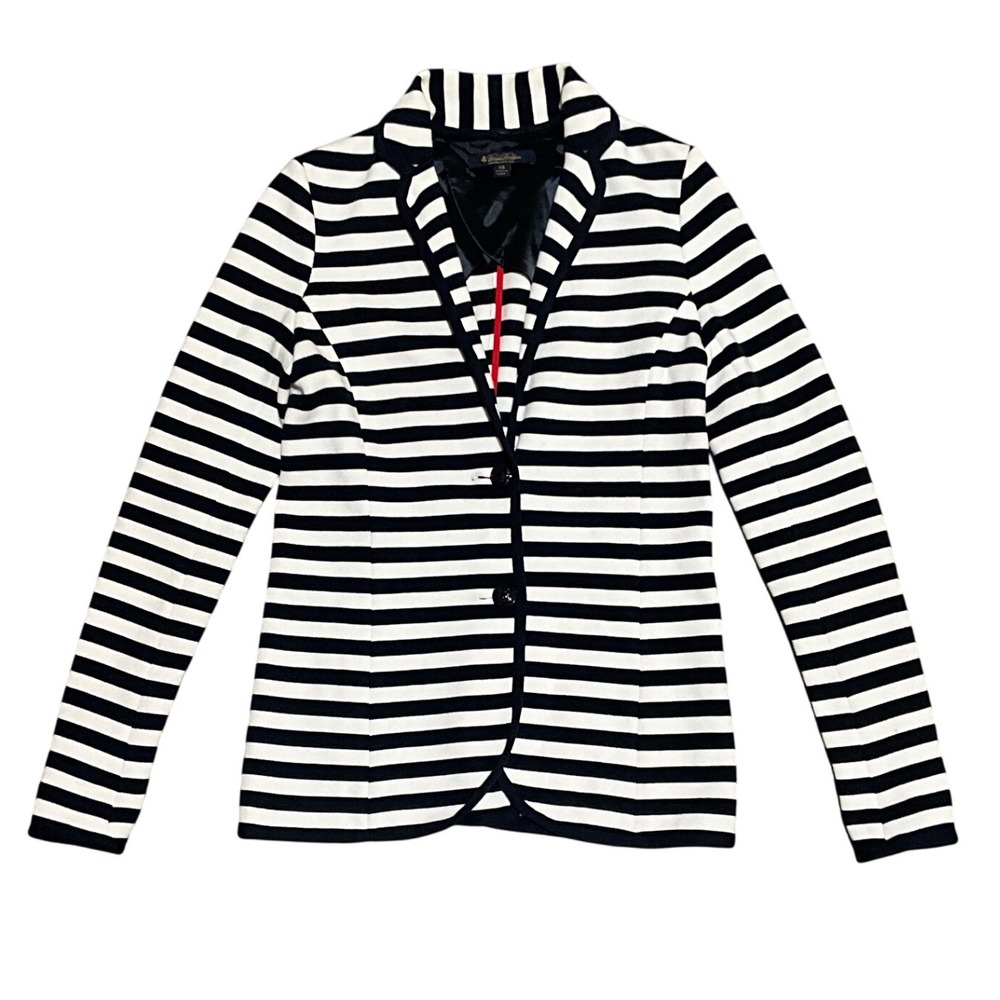 Brooks Brothers Supima Cotton Stripe Knit Blazer Cardigan Jacket Nautical XS